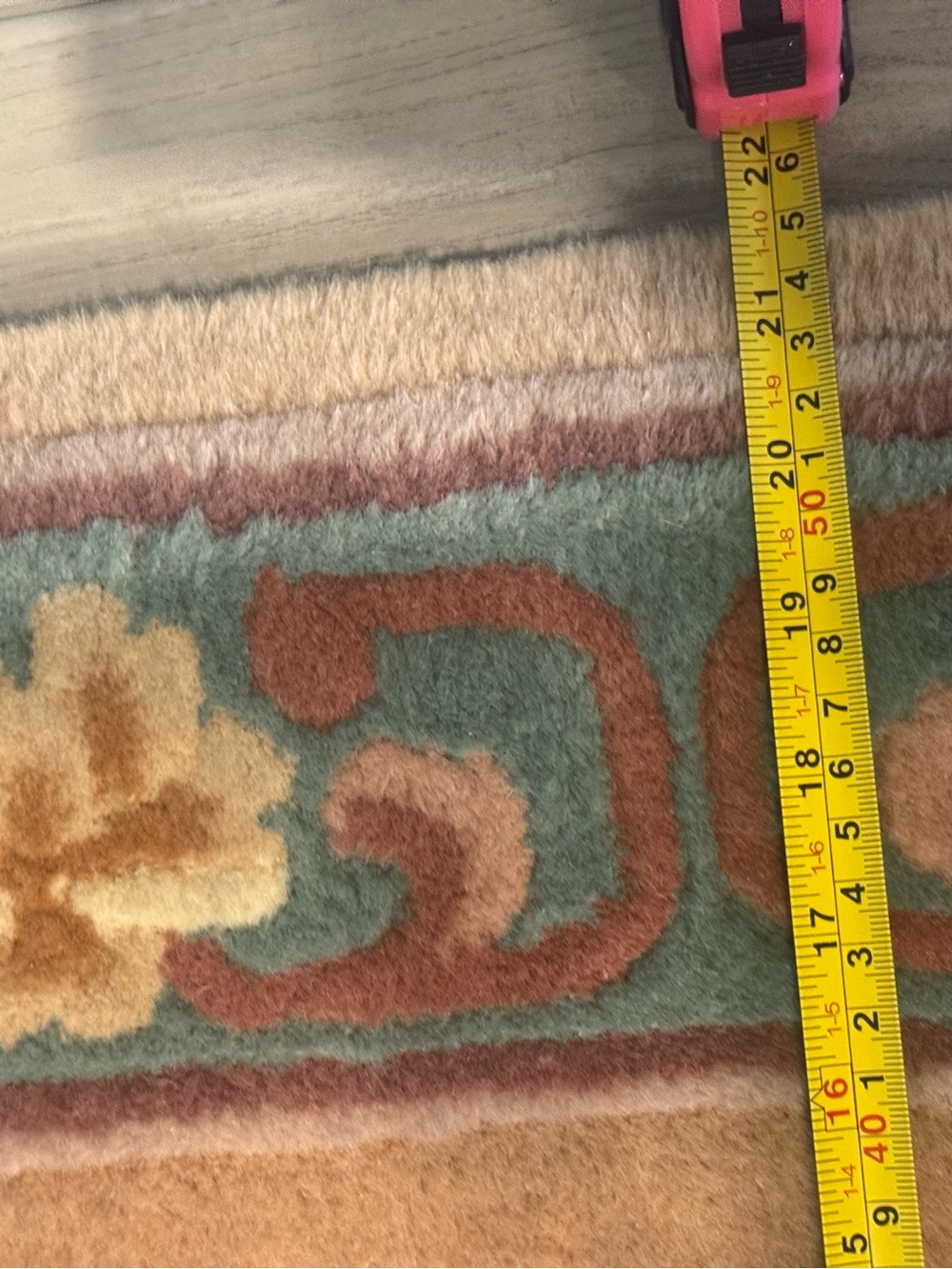 SOLD! - Trans‑Ocean Hand‑Carved Wool Accent Rug | 2x3 | Floral Border | Vintage - Picture 12 of 12